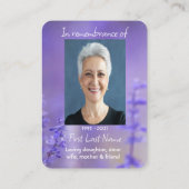 メモリアル祈りの言葉ラベンダーハミングバードガーデン 名刺 (裏面)