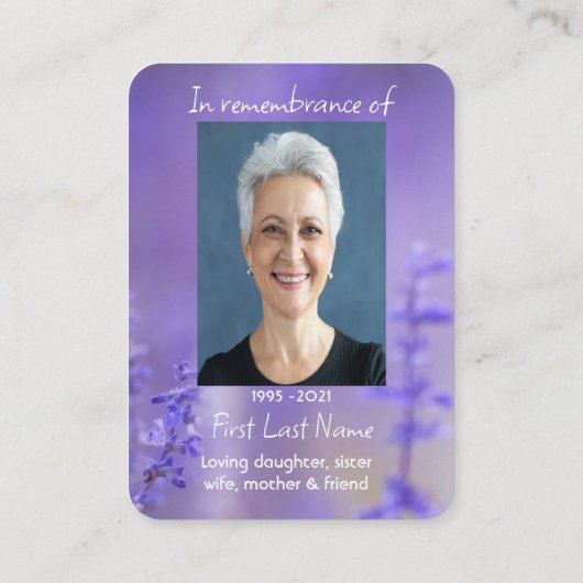 メモリアル祈りの言葉ラベンダーハミングバードガーデン 名刺 (裏面)