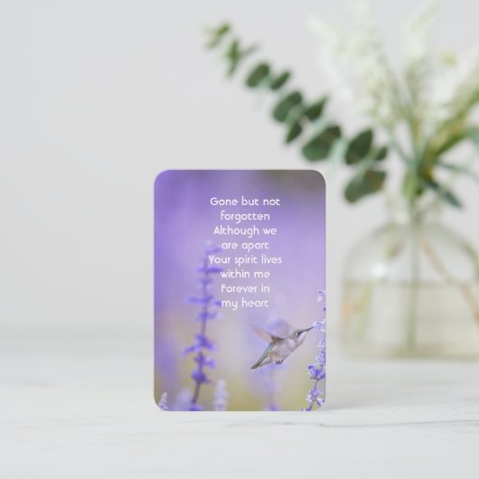 メモリアル祈りの言葉ラベンダーハミングバードガーデン 名刺 (スタンド正面)