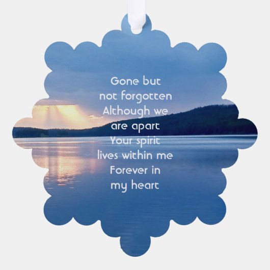 メモリアル祈りの言葉レイクサンライズ自然 オーナメントカード (裏面)