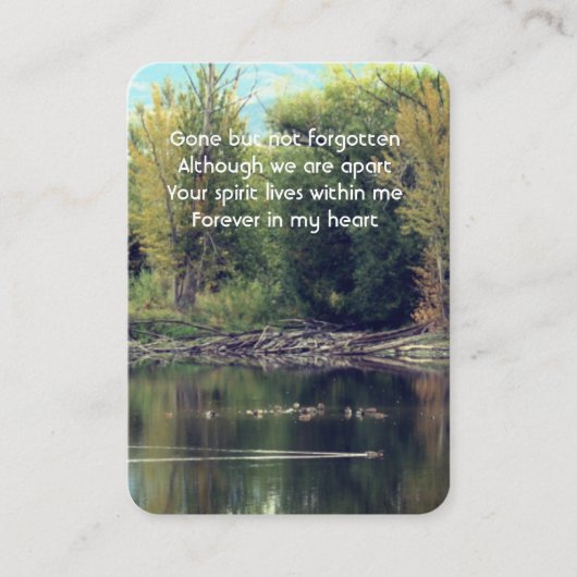 メモリアル祈りの言葉レイクポンドパークダックスウォーター 名刺 (正面)
