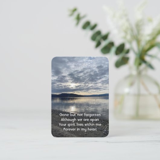 メモリアル祈りの言葉レイク夕べサンセット 名刺 (スタンド正面)