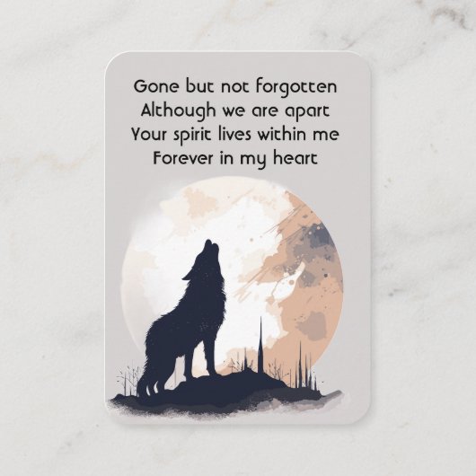 メモリアル祈りの言葉ローンウルフハウリングアニマル 名刺 (裏面)