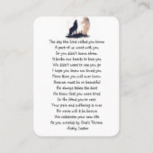 メモリアル祈りの言葉ローンウルフハウリングアニマル 名刺 (裏面)