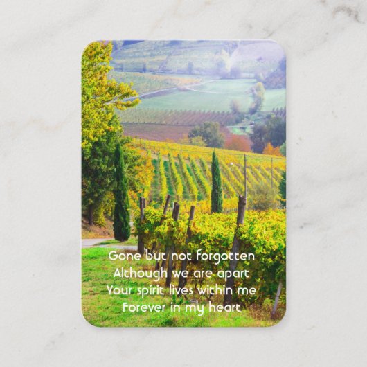 メモリアル祈りの言葉ヴィネヤードワイナリーワイン 名刺 (正面)