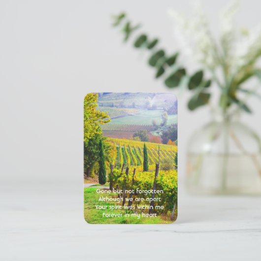 メモリアル祈りの言葉ヴィネヤードワイナリーワイン 名刺 (スタンド正面)