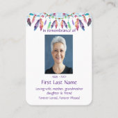 メモリアル祈りの言葉羽毛ボーホトライバル先住民 名刺 (裏面)