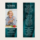 メモリアル祈りの言葉葬式ブックマークエメラルドグリーン (正面&裏面)