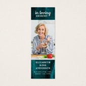 メモリアル祈りの言葉葬式ブックマークエメラルドグリーン (正面)