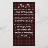 メモリアル祈りの言葉葬式ブックマークブルゴーニュ・プレイド (裏面)