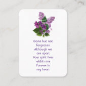 メモリアル祈りの言葉薄紫ガーデンフラワー 名刺 (正面)