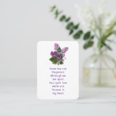 メモリアル祈りの言葉薄紫ガーデンフラワー 名刺 (スタンド正面)