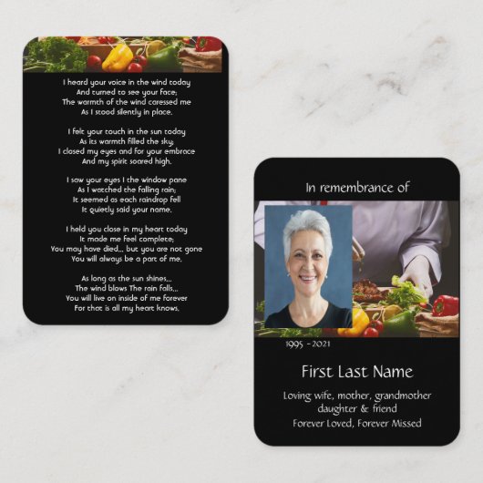 メモリアル祈りの言葉調理師シェフ 名刺 (正面/裏面)