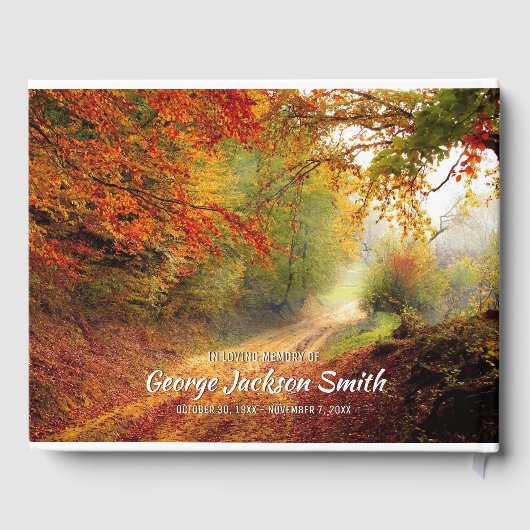 メモリアル秋フォレスト秋あなたの写真を追加 ゲストブック (裏面)