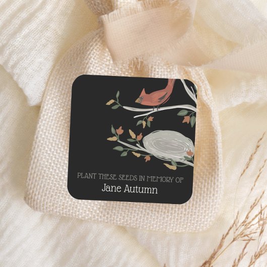 メモリアル種子（鳥）ショウジョウコウカンチョウ秋 スクエアシール