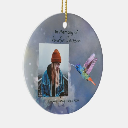 メモリアル美しいガーデンフラワーハミングバード セラミックオーナメント (右)