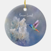 メモリアル美しいガーデンフラワーハミングバード セラミックオーナメント (裏面)