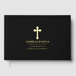 メモリアル葬儀ギリシャ正統ブラック金ゴールド ゲストブック