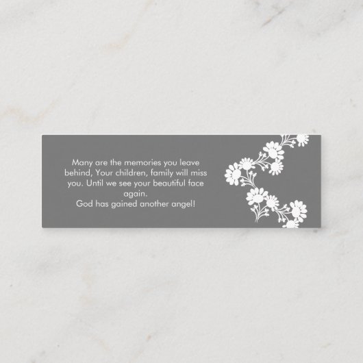 メモリアル葬儀クロスフォトフローラモチーフブックマーク スキニー名刺 (裏面)