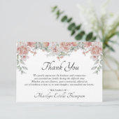 メモリアル葬儀ピンクフローラ水彩写真 サンキューカード (スタンド正面)