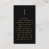 メモリアル葬儀フォト祈りの言葉ゴールデンエレガントフレーム 名刺 (裏面)