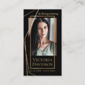 メモリアル葬儀フォト祈りの言葉ゴールデンエレガントフレーム 名刺 (正面)