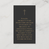 メモリアル葬儀フォト祈りの言葉ゴールデンエレガントフレーム 名刺 (裏面)