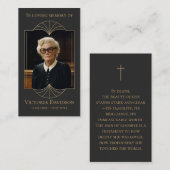 メモリアル葬儀フォト祈りの言葉ゴールデンエレガントフレーム 名刺 (正面/裏面)