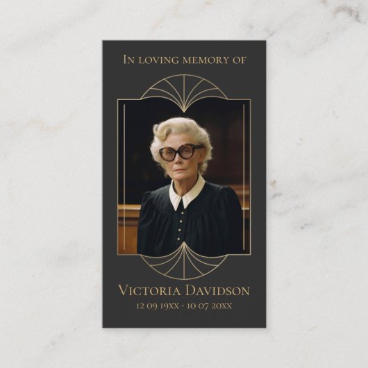 メモリアル葬儀フォト祈りの言葉ゴールデンエレガントフレーム 名刺 (正面)