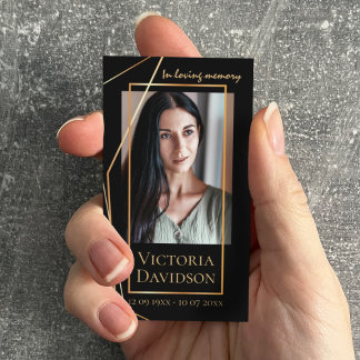 メモリアル葬儀フォト祈りの言葉ゴールデンエレガントフレーム 名刺