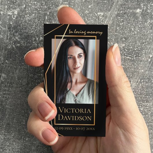 メモリアル葬儀フォト祈りの言葉ゴールデンエレガントフレーム 名刺