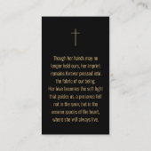 メモリアル葬儀フォト祈りの言葉ゴールデンクロスフレーム 名刺 (裏面)