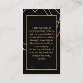 メモリアル葬儀フォト祈りの言葉ゴールデンフレームカスタム 名刺 (裏面)