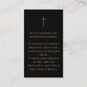 メモリアル葬儀フォト祈りの言葉ゴールデンラウンドフレーム 名刺 (裏面)