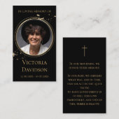 メモリアル葬儀フォト祈りの言葉ゴールデンラウンドフレーム 名刺 (正面/裏面)