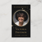 メモリアル葬儀フォト祈りの言葉ゴールデンラウンドフレーム 名刺 (正面)