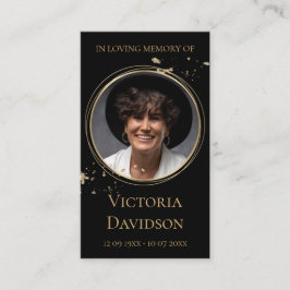 メモリアル葬儀フォト祈りの言葉ゴールデンラウンドフレーム 名刺