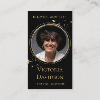 メモリアル葬儀フォト祈りの言葉ゴールデンラウンドフレーム 名刺
