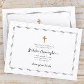メモリアル葬儀モダンクロスシンプルフレーム サンキューカード