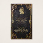 メモリアル葬儀ヴィンテージブラック金ゴールド祈りの言葉カード (裏面)