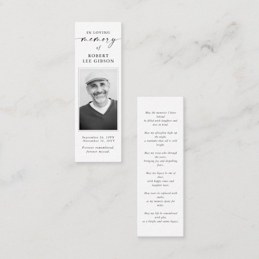 メモリアル葬儀悔やみや弔慰フォトブックマークカード スキニー名刺 (正面/裏面)