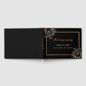 メモリアル葬儀愛のメモリブラック金ゴールドフローラ ゲストブック (全面)