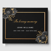 メモリアル葬儀愛のメモリブラック金ゴールドフローラ ゲストブック (正面)