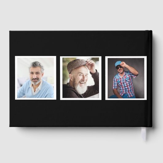 メモリアル葬儀愛のメモリーブラックフォトコラージュ ゲストブック (裏面)