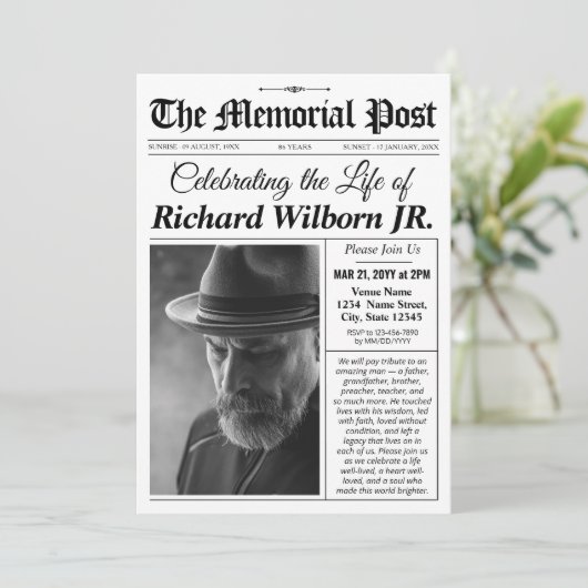 メモリアル葬儀招待状新聞招待状 シーズンカード (スタンド正面)