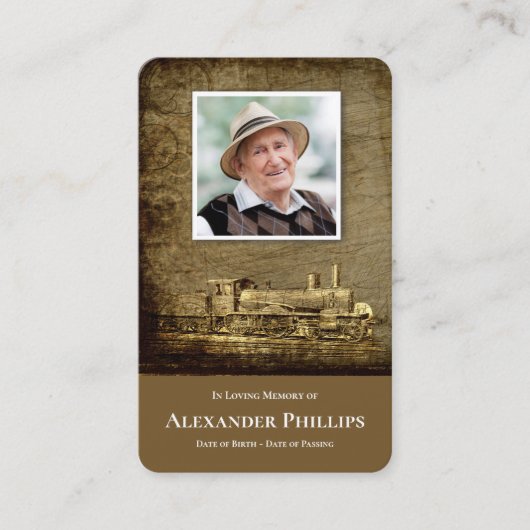 メモリアル葬儀用蒸気機関車祈りの言葉同情カード 名刺 (正面)