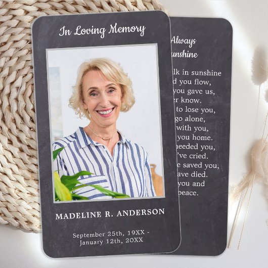 メモリアル葬儀祈りの言葉カードシャルボードフォト25 コーリングカード