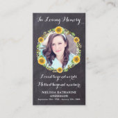 メモリアル葬儀祈りの言葉カードヒマワリフローラ コーリングカード (正面)