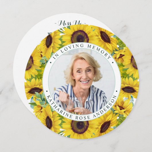 メモリアル葬儀祈りの言葉カードヒマワリフローラ シーズンカード (正面/裏面)