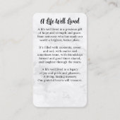 メモリアル葬儀祈りの言葉カードフォトシンプル大理石 コーリングカード (裏面)